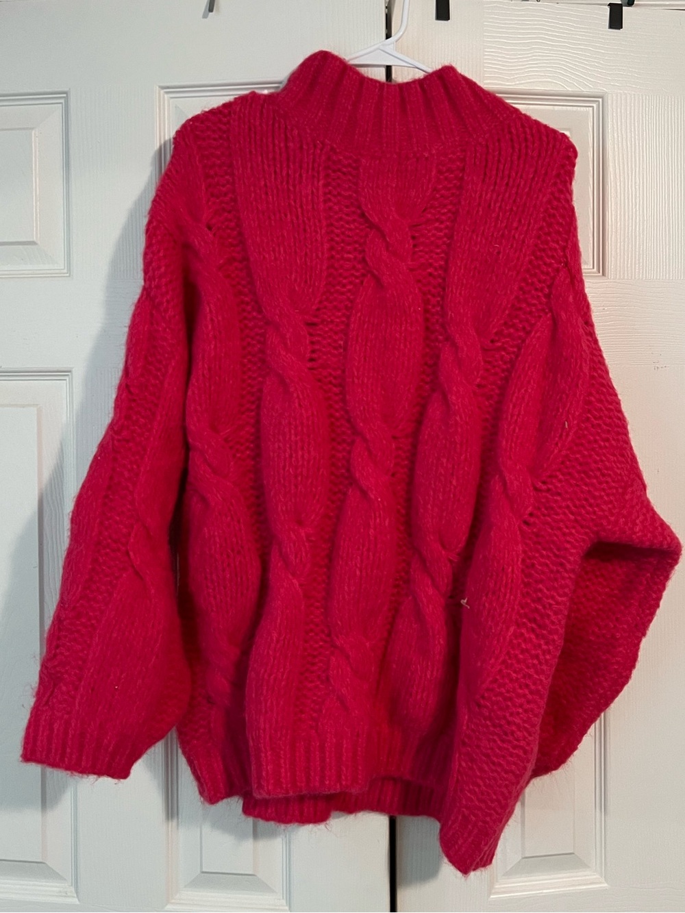 Altar'd State Chunky Cable Knit Sweater - Hot Pink